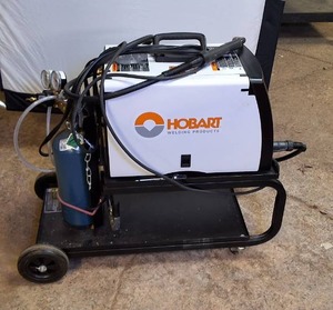 Hobart Handler MIGWire-Feed Welder - Complete Setup with Rolling Cart & Gas Bottle