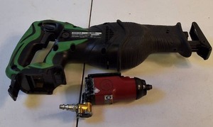 Lot of (2)  Hitachi CR18DL 18V Reciprocating Saw and a compact Chicago Pneumatic CP719 14 Air Impact Wrench.