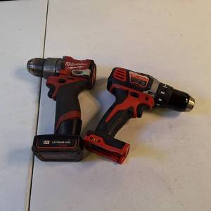 Milwaukee Drill Set M12 FUEL Hammer Drill w 6.0Ah Battery & M18 Compact Drill Driver (Tool Only)