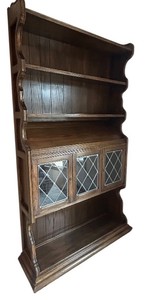 DR - China Cabinet Hutch Wood & Diamond-Lattice Glass Doors - 80in W x 44in H x 11in D