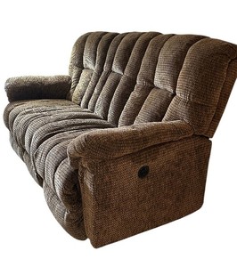 Reclining Brown Fabric 3-Seat Sofa - 82 in L x 40 in D x 20 in H