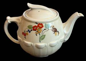 Drip-O-Lator Teapot - Floral Pattern, 8 in H x 10.5 in L x 7 in W