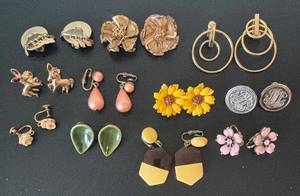 LL - Clip-On Earrings - Vintage Assorted Floral, Sunflower, Animal & Geometric Styles