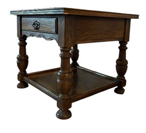 DR - Wooden End Table with Drawer & Lower Shelf - 23 x 26 x 26 in