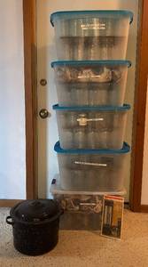 LL - Canning Jars Lot - Wide Mouth & Small Mouth Jars, Pint Jars, Lids & Stock Pot