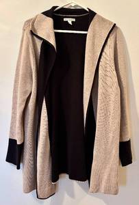 Dana Buchman Duster Sweater - Brown & Black - XL