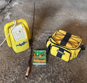G - Garcia Conolon Fishing Rod, Tackle Box, Lures, Minnow Bucket and More