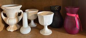 G - Assorted Vases including Indiana Milk Glass, Hobnail and More