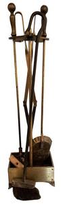 Fireplace Tools Set - 4-Piece with Brass Stand