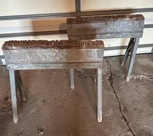 G - Sawhorse Pair - Metal Frames with Wood Tops