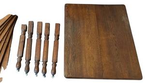 G - Antique Oak Dining Table with 7 Leaves Included - 35 x 42 in Top, 11 in Each