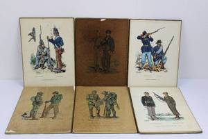 Vintage US Army Infantry Set - 6 Antique Military Wall Decor (1814-1950) 12 x 9