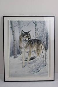 Al Agnew Wolf in Snow Framed Print, 1991 27 x 21