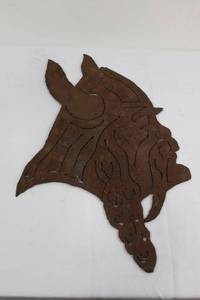 Vikings Football Mascot Metal Silhouette Wall Decor - Rusty Cutout