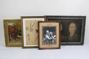 Five Vintage Framed Pictures - Landscapes & Portraits in Ornate Frames Many Sizes