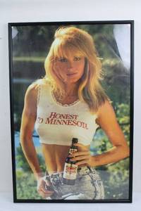 Framed Print - Honest to Minnesota Crop-Top Model with Schmidt Beer, 36 x 24.5 in