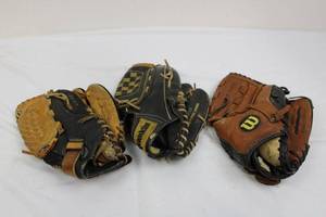 Franklin, Mizuno, Wilson Baseball Gloves (Lot of 3)