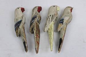 Hand-Carved Wooden Birds (Lot of 4)