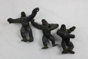 Gorilla Action Figures (Lot of 3) - Dark Textured Plastic Finish, Toy Figures