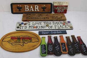 Bar Signs (Lot of 7) Lakeside, Canadian Club, Beer Garden & I Love This Bar