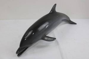 Shark Figurine Sculpture - Gray Plastic, About 11.5 in Long, Open Mouth with Teeth