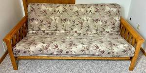 Solid Wood Futon with Cushion