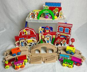Vintage Sesame Street Natural Wood Train Set