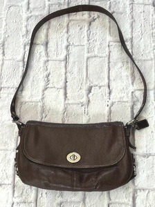 Coach Legacy Brown Leather F15170 Flap Turn Lock Crossbody Bag Shoulder Purse