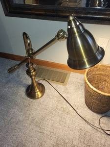 Brass Adjustable Desk Lamp - Vintage Industrial Swing-Arm Banker Style