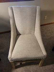 Accent Chair - Gray Tweed Upholstery with Nailhead Trim - 23x23x38 in