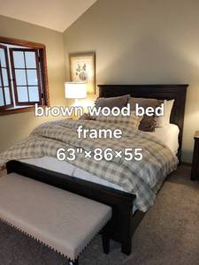 Brown Wood Bed Frame - 63 x 86 x 55 in