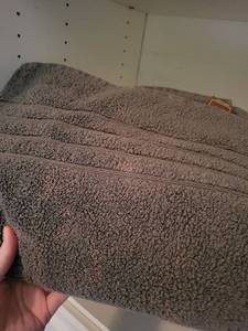 Bath Towel Set with Foldable Laundry Hamper - Gray, Beige & White (Assorted Towels)