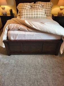 Brown Wood Bed Frame - 58W x 80L x 48H Inches