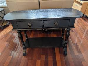 Coast to Coast Imports Black MDF Console Table - Oval Top, 2 Drawers