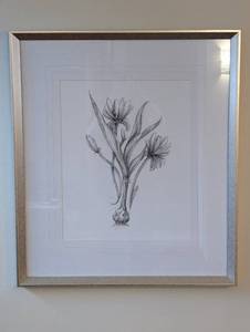 Uttermost Botanical Print Framed Wall Art - Pencil Sketch of Flowers