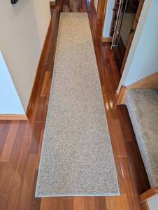 Beige Hallway Runner Rug - Textured Neutral Carpet