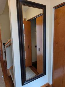 Full-Length Wall Mirror - Dark Finish Wood Frame with Beaded Inner Border