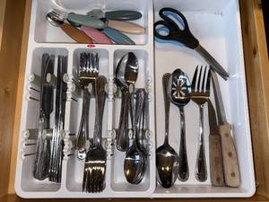 International Stainless Flatware Set with Wood-Handled Knives & Scissors