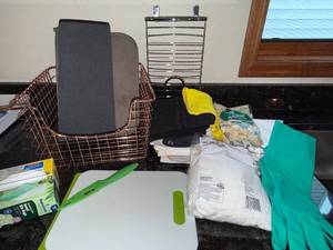 Kitchen Cleaning Bundle Cutting Board, Latex Gloves, Dish Rack & Accessories