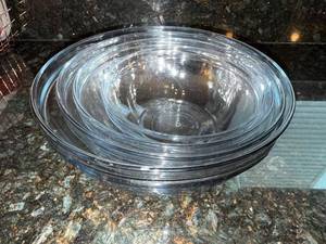 Clear Glass Mixing Bowls Nesting Set - Assorted Sizes