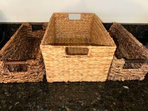 Seagrass Storage Baskets - Handwoven Natural Tan (Lot of 3)