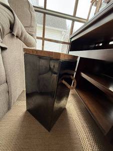 Decorative Black Storage Box with Wood Lid and Rope Handles