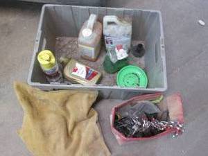 Plastic tote of automotive fluids, ...