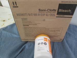 6 Sanicloth bleach wipes...