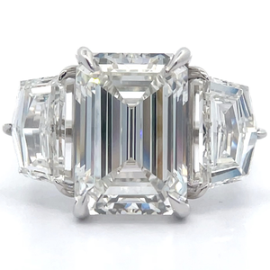 9.87 Carat Emerald Cut & Cadillac Cut Diamond Three-Stone Ring in 14k White Gold w/ EGL Report; $15,550 Retail *VIDEO*