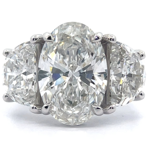 8.32 Carat Diamond Oval & Half-Moon Three-Stone Ring in 14k White Gold w/ EGL Report; $12,999 Retail *VIDEO*