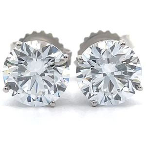 3.10 Carat Diamond Round Solitaire Stud Earrings in 14k White Gold w EGL Report $3,975 Retail VIDEO