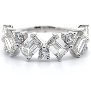 NEW 5 Carat Diamond Round & Emerald Cut Trellis Stacking Ring in 14k White Gold $6,250 Retail VIDEO