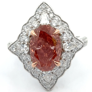 NEW High Quality 3.88 Carat Fancy Pink & White Diamond Vintage Style Ring in 14k Gold w IGI Report $4,975 Retail VIDEO