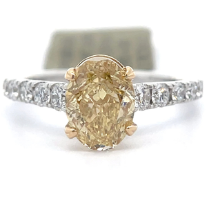 Brand New 2.78 Carat Fancy Yellow & Pav White Diamond Cathedral Ring in 14k Gold $3,999 Retail VIDEO
